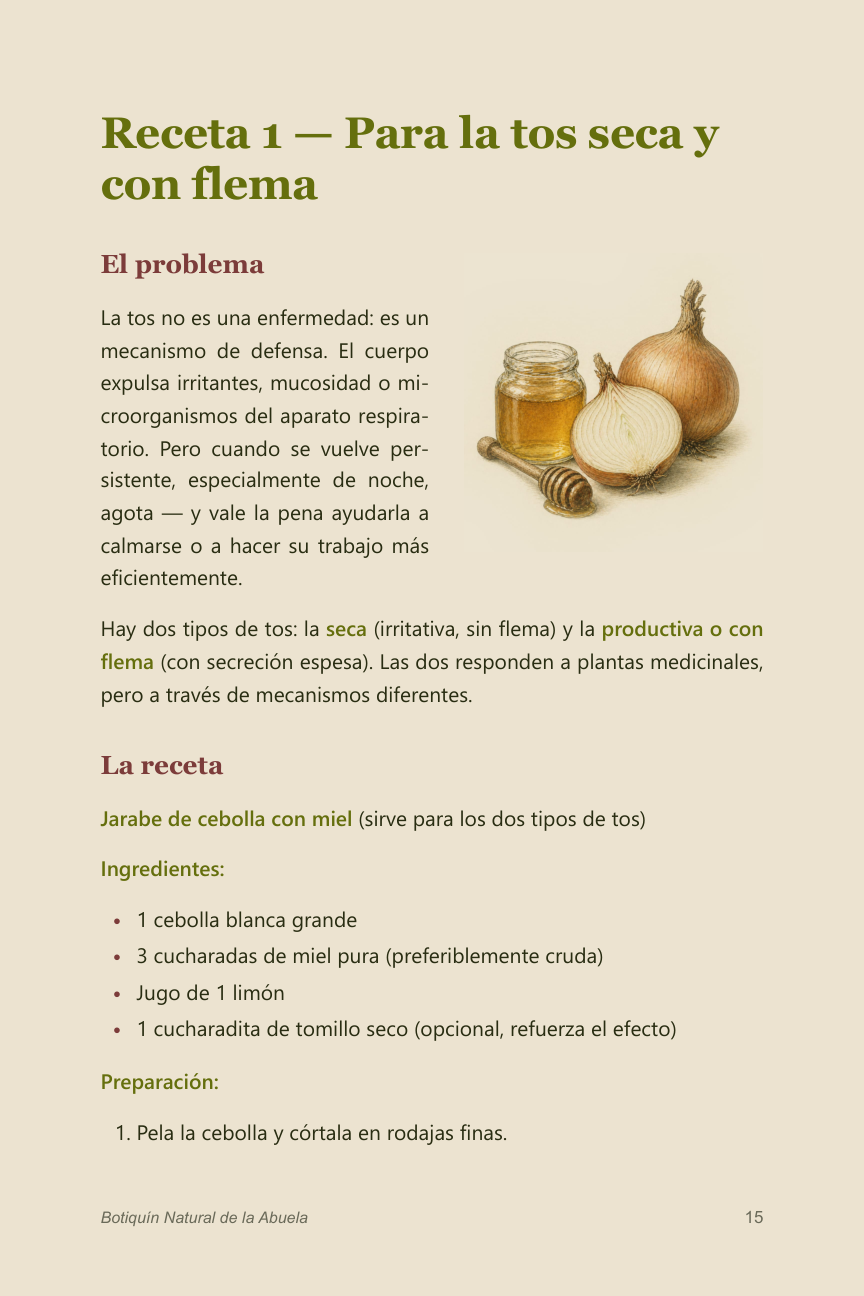 Cada receta empieza explicando el problema y los ingredientes exactos.